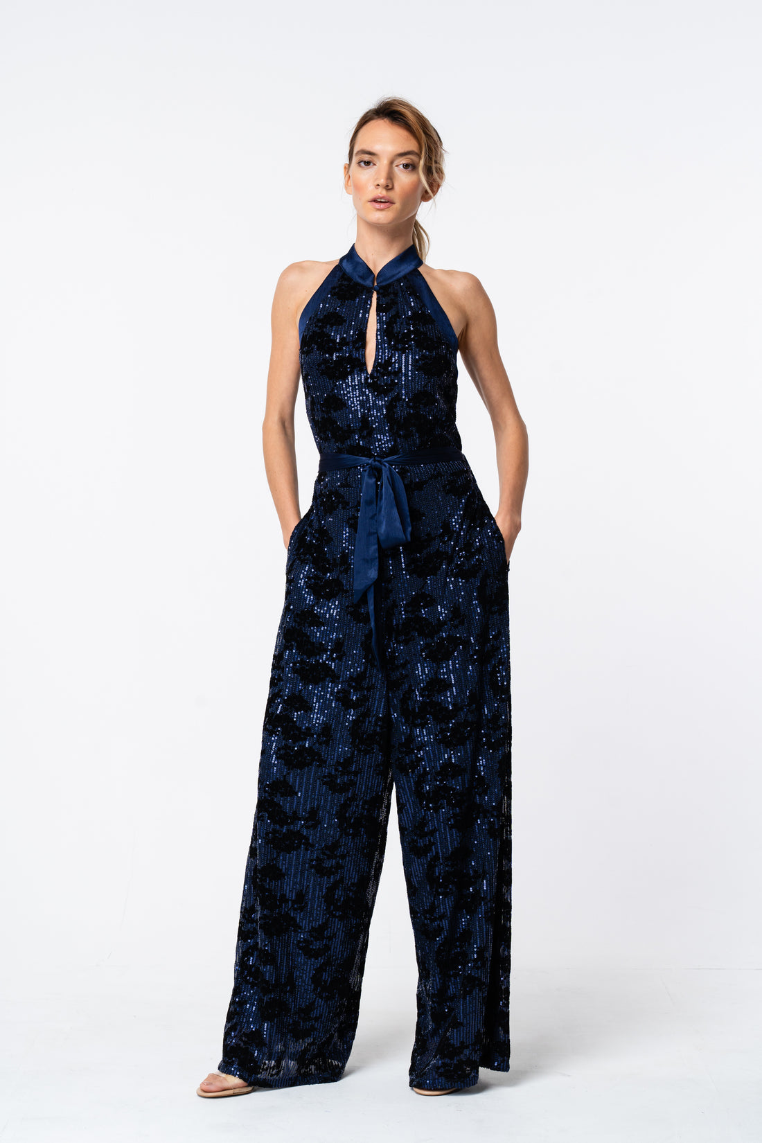 Flocked Sequin Jumpsuit