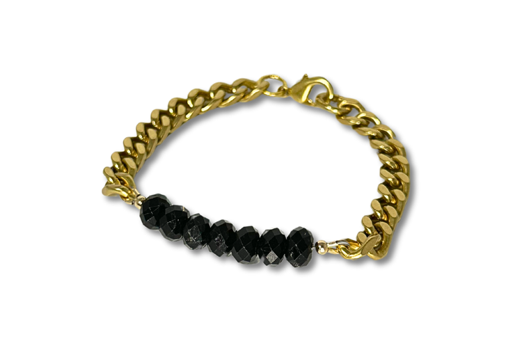 Faceted Black Curb Bracelet