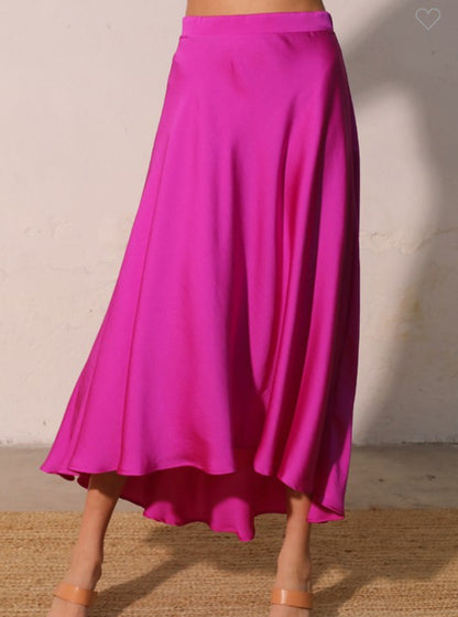 Celeste Silk Midi Swing Skirt