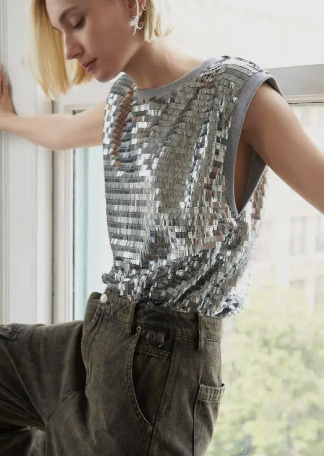 Sequin Jersey Top