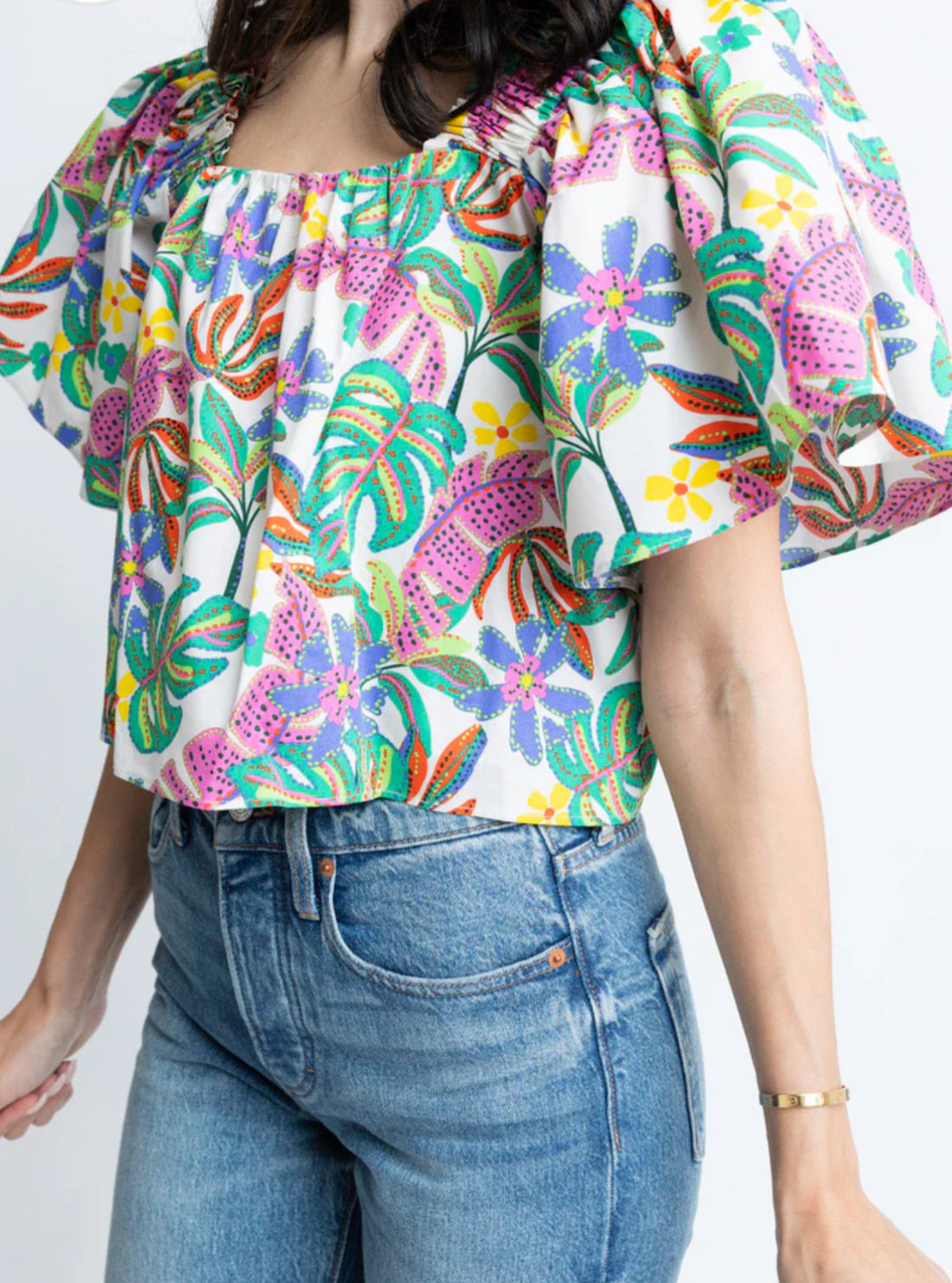 Palm Leaf Poplin Top