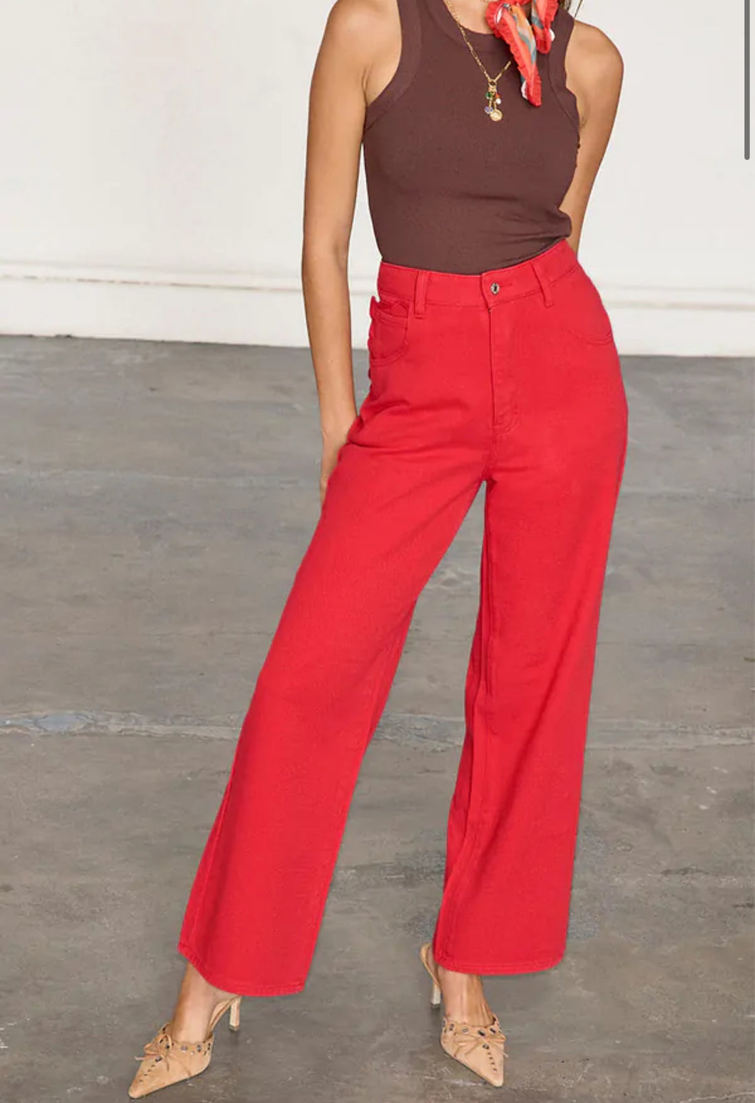 Red Scallop Jeans