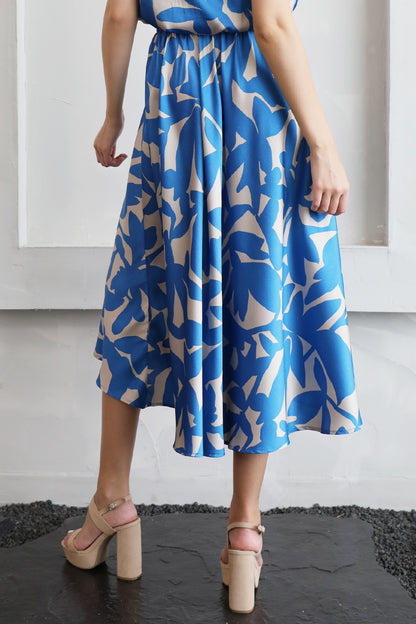 Paloma Satin Midi Swing Skirt (Blue)