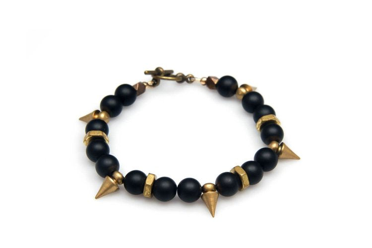 Black Matte Spike Bracelet