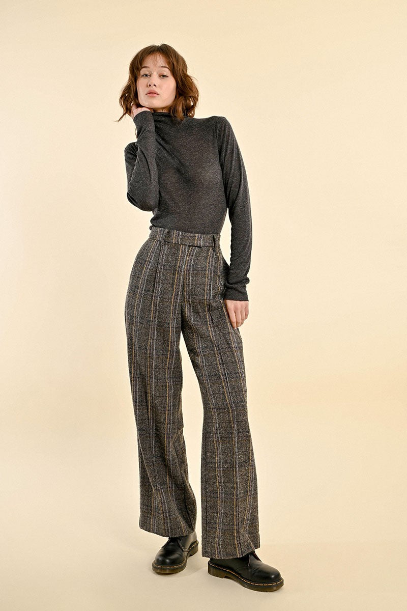 Grey Plaid Trousers