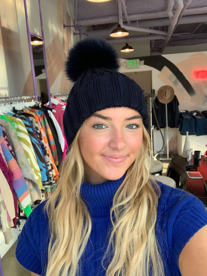 fur pom pom hat